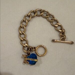 Juicy Couture Gold Bracelet with Blue Heart Charm